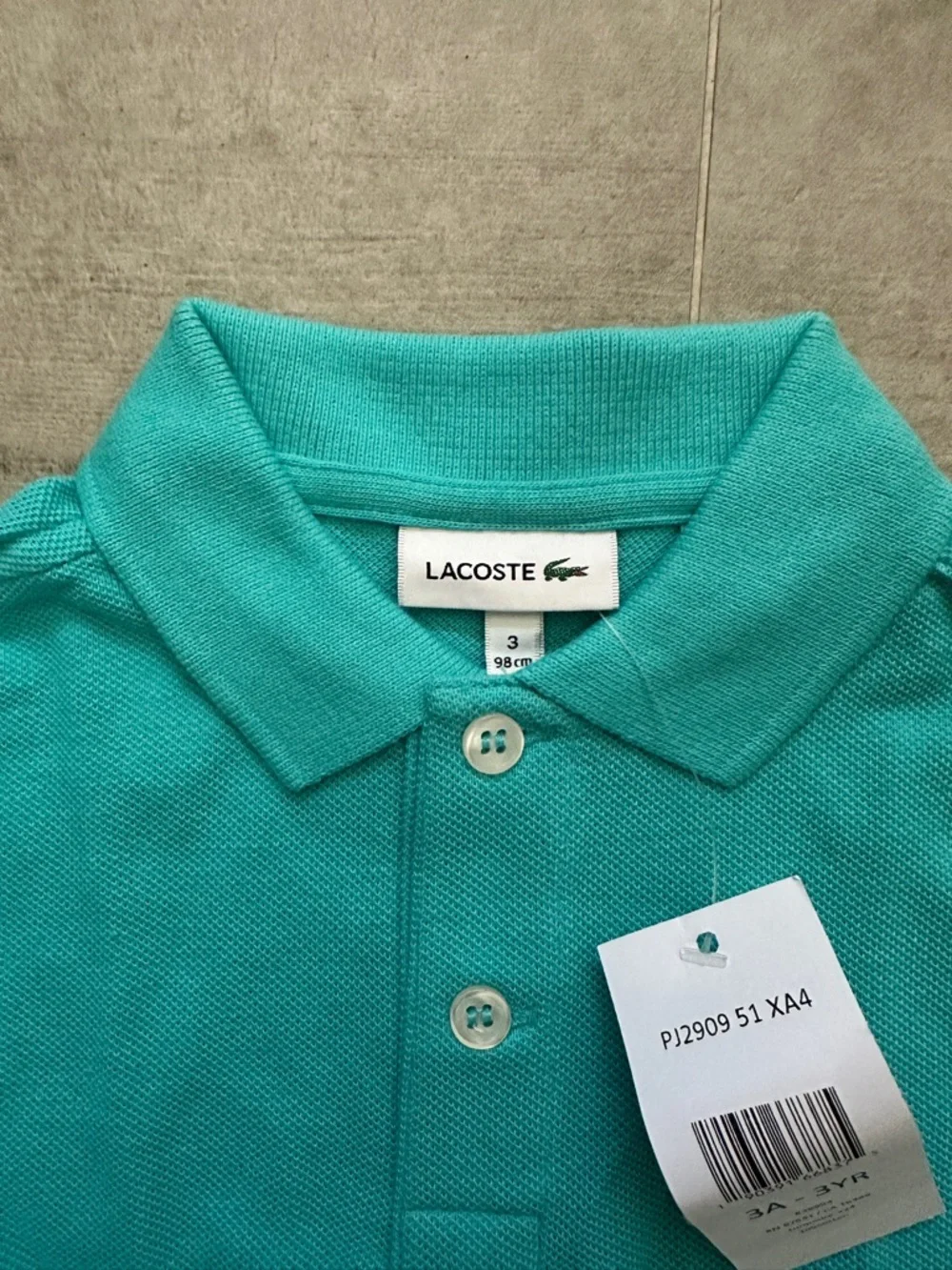 Lacoste Kids Short Sleeve Polo in Teal - 3T - NWT - Picture 2 of 4